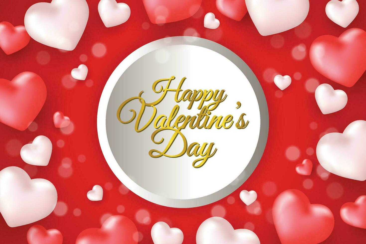 la Saint-Valentin journée rouge Contexte modèle avec vide cercle pour texte et réaliste cœurs ornement vecteur