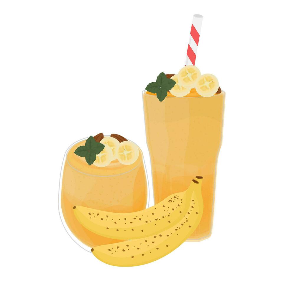 en bonne santé banane smoothie illustration logo vecteur