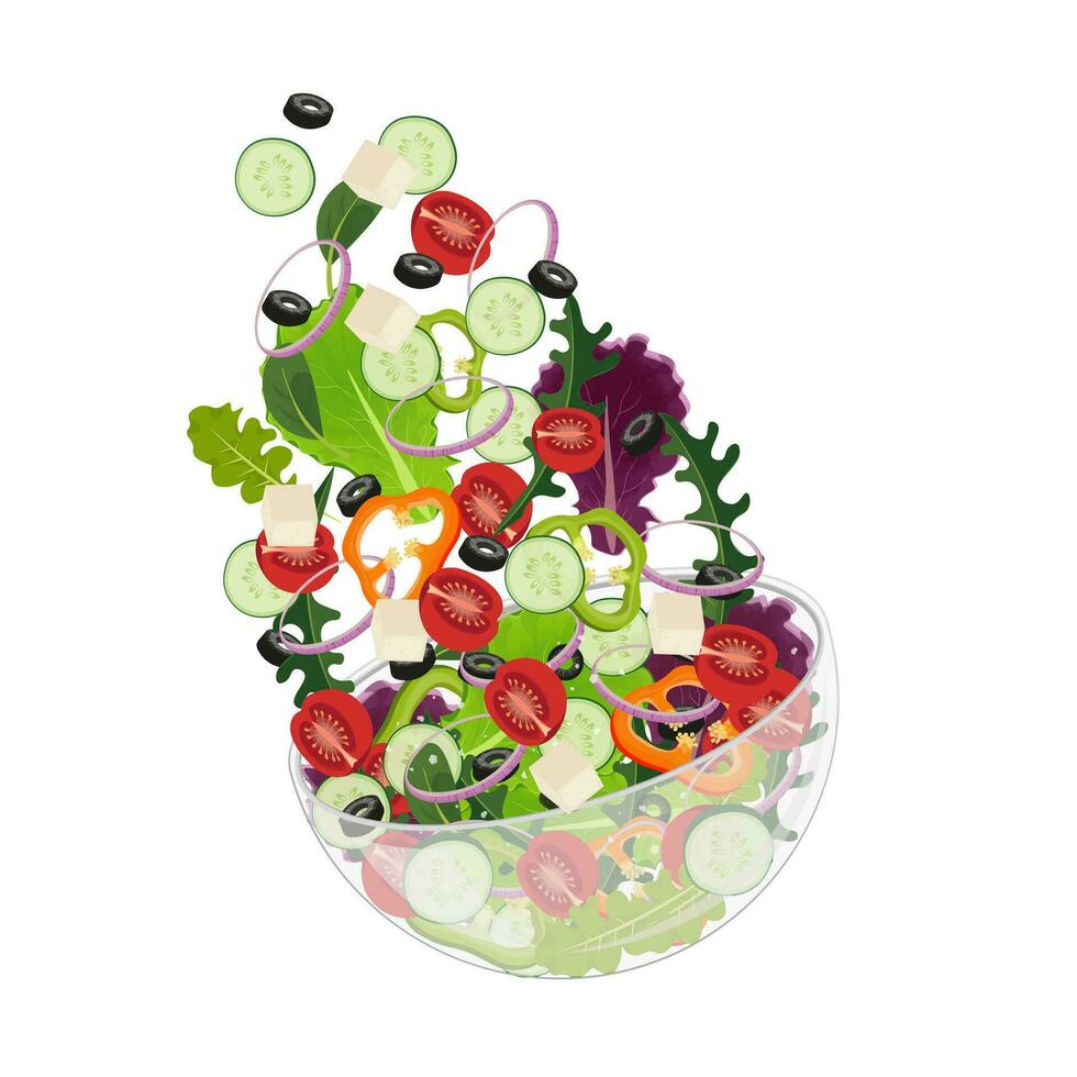 en bonne santé nourriture jeté salade illustration logo vecteur