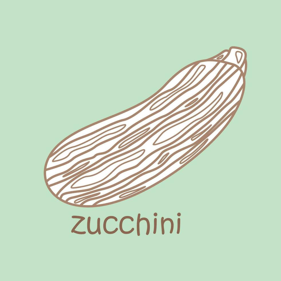 alphabet z pour Zucchini vocabulaire école leçon dessin animé numérique timbre contour vecteur
