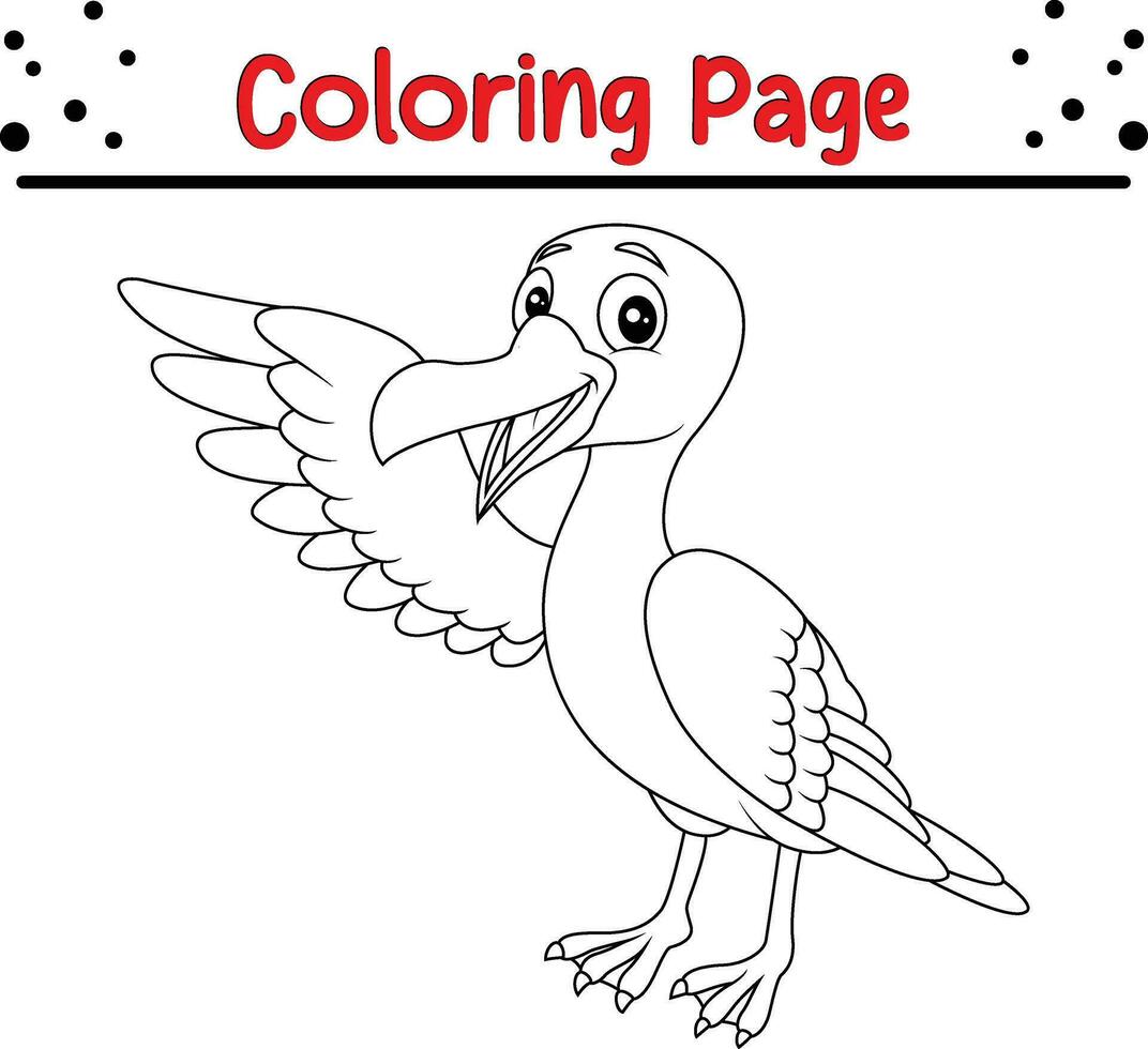 mignonne albatros oiseau coloration page. noir et blanc vecteur illustration pour une coloration livre.