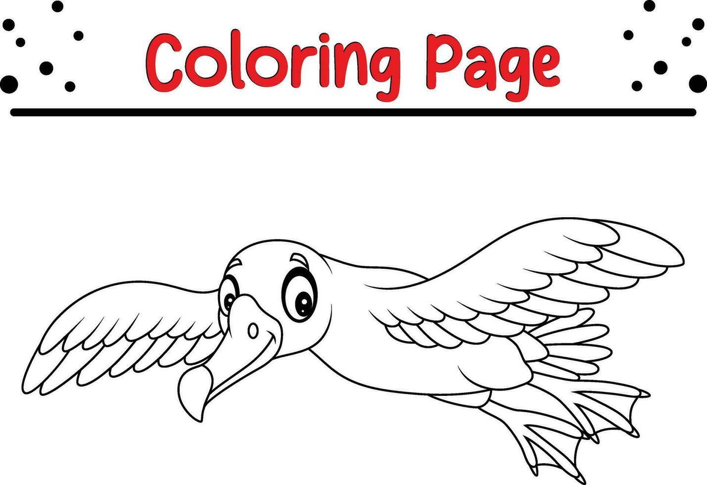 mignonne albatros oiseau coloration page. noir et blanc vecteur illustration pour une coloration livre.