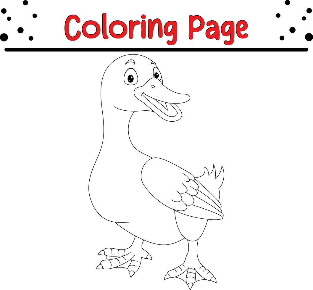 mignonne canard dessin animé coloration page illustration vecteur. oiseau coloration livre pour enfants. vecteur