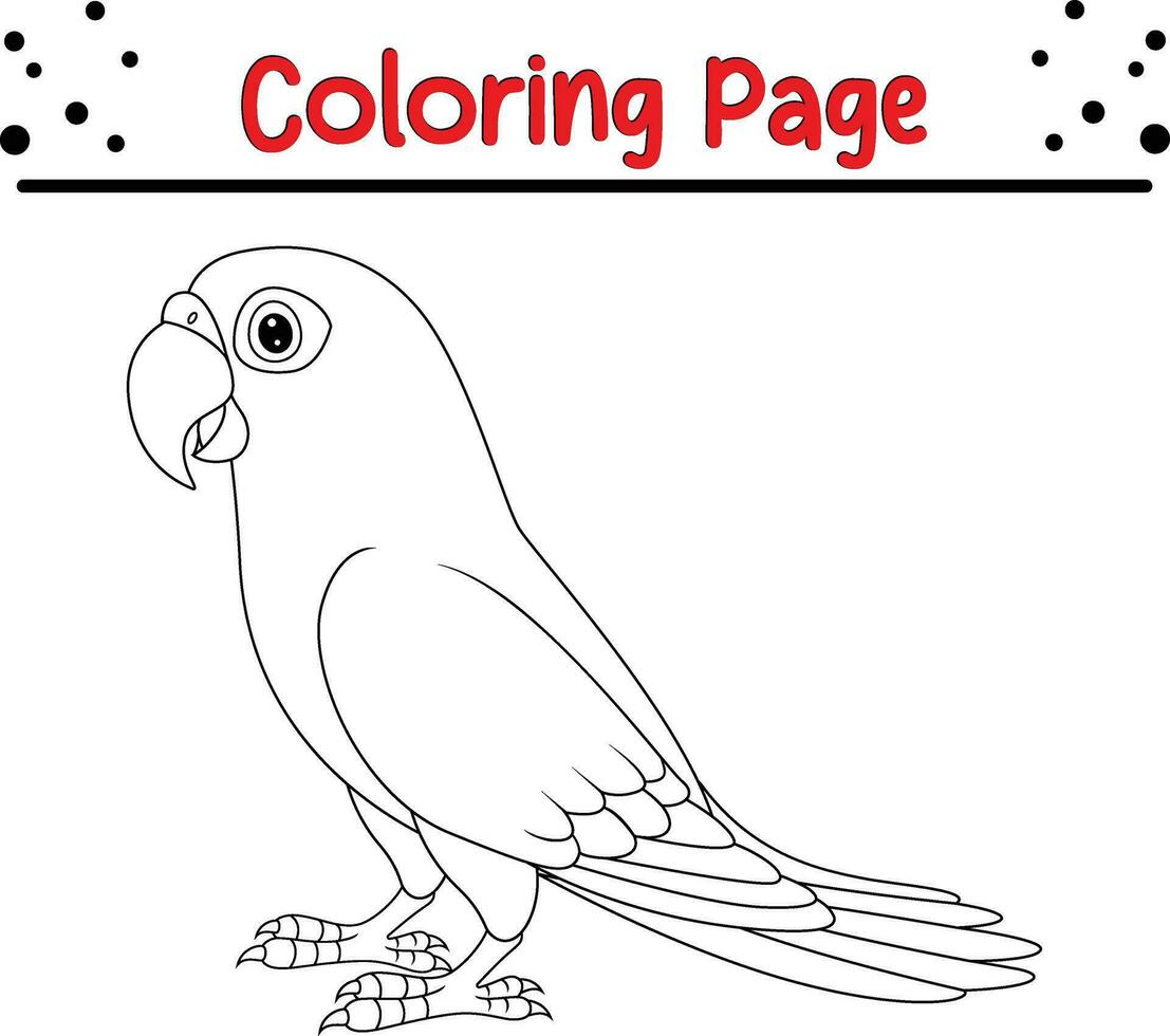 mignonne perroquet oiseau coloration page. noir et blanc vecteur illustration pour une coloration livre.