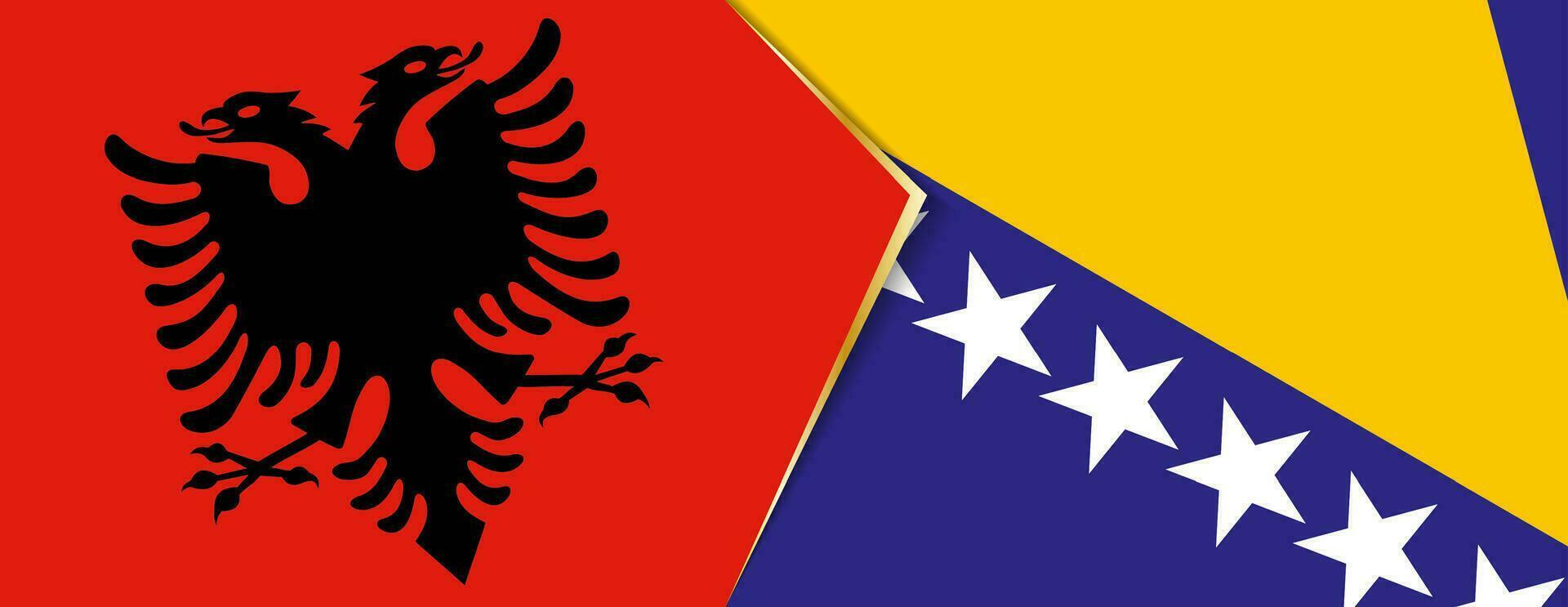 Albanie et Bosnie et herzégovine drapeaux, deux vecteur drapeaux.