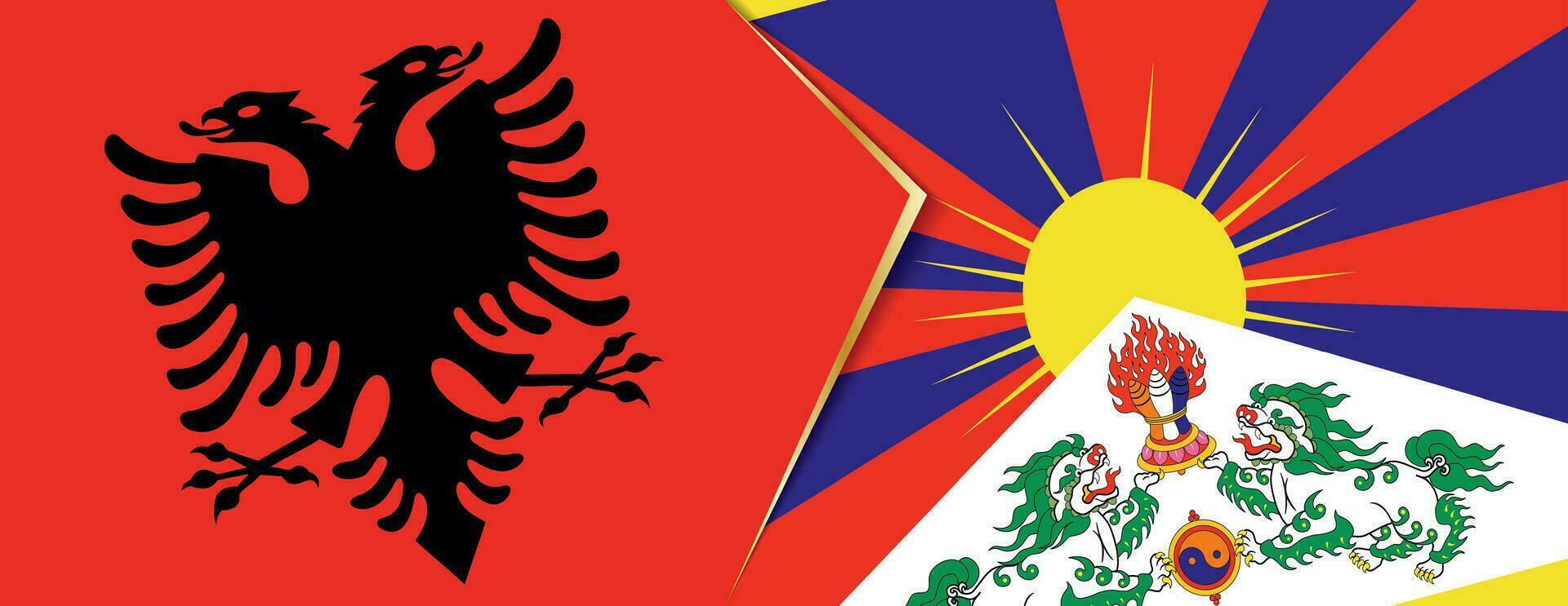 Albanie et Tibet drapeaux, deux vecteur drapeaux.