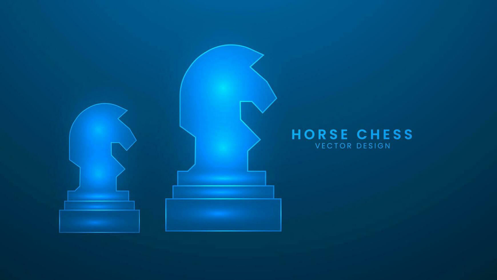 cheval échecs a une mince doubler. cheval échecs pièce contour. vecteur illustration avec lumière effet et néon