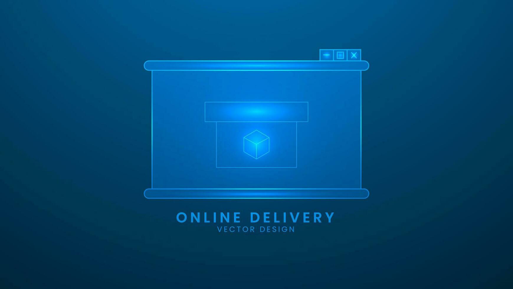 en ligne livraison emballer. en ligne livraison un service concept. vecteur illustration avec lumière effet et néon