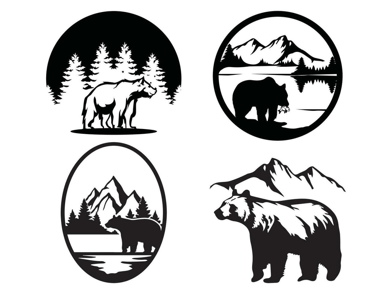ensemble de ours Montagne logo modèle. vecteur