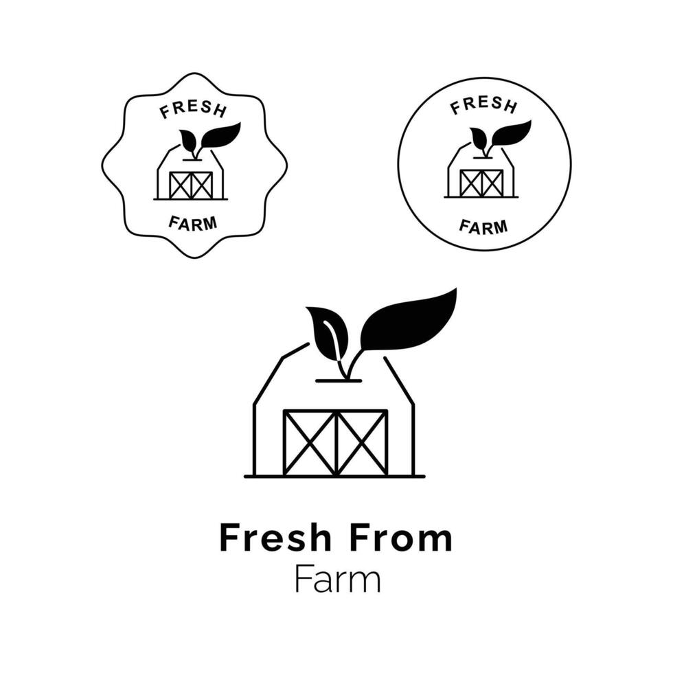 Frais de ferme emblème. célébrer le pureté et fraîcheur de de la ferme à la table des produits avec cette emblématique icône. vecteur