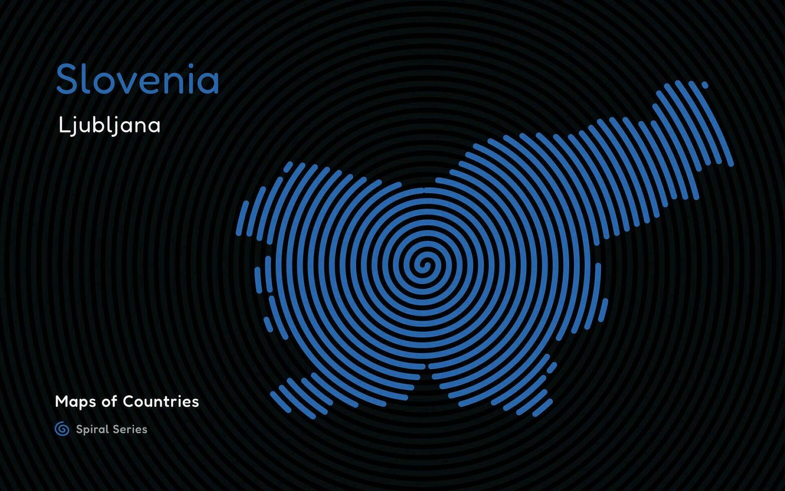 Créatif empreinte digitale carte de Slovénie. politique carte. ljubljana. capital. monde des pays vecteur Plans série. empreinte digitale spirale séries