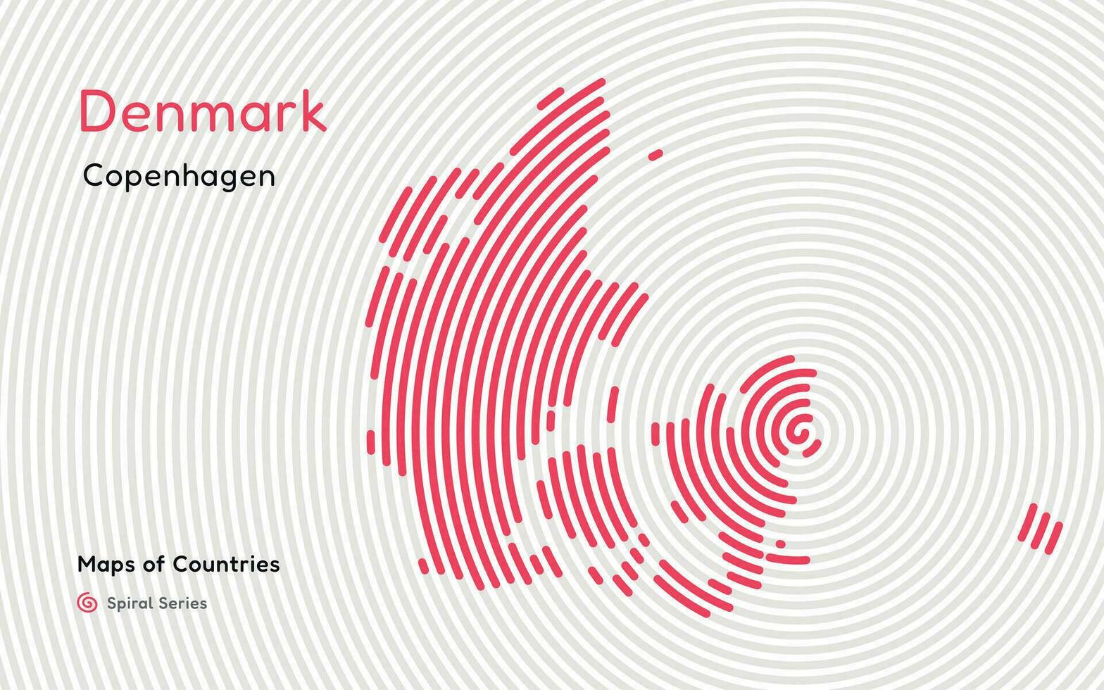 Créatif carte de Danemark, politique carte. Copenhague. capital. monde des pays vecteur Plans série. spirale, empreinte digitale séries