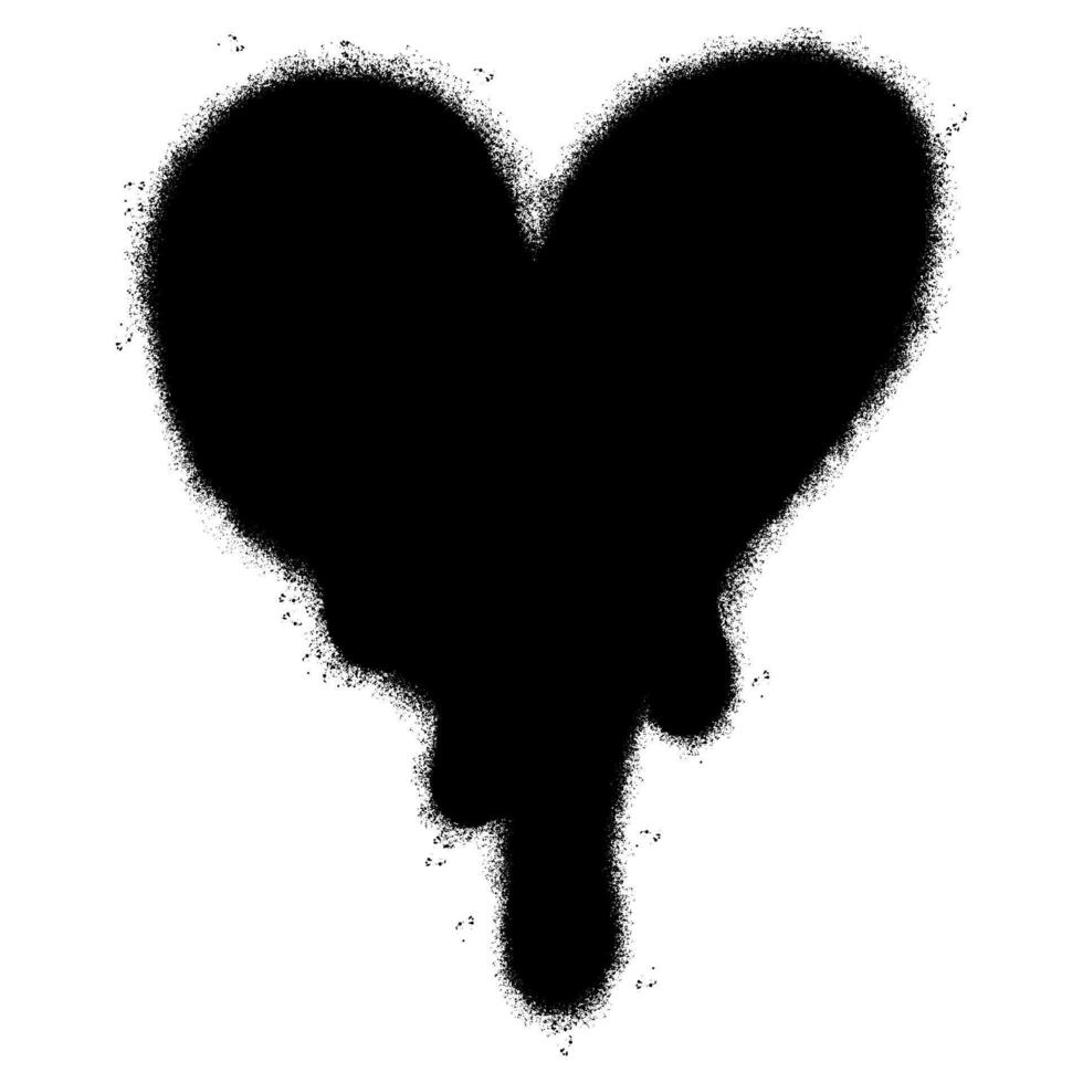 vaporisateur peint graffiti fusion cœur icône pulvérisé isolé avec une blanc Contexte. graffiti saignement cœur icône avec plus de vaporisateur dans noir plus de blanche. vecteur