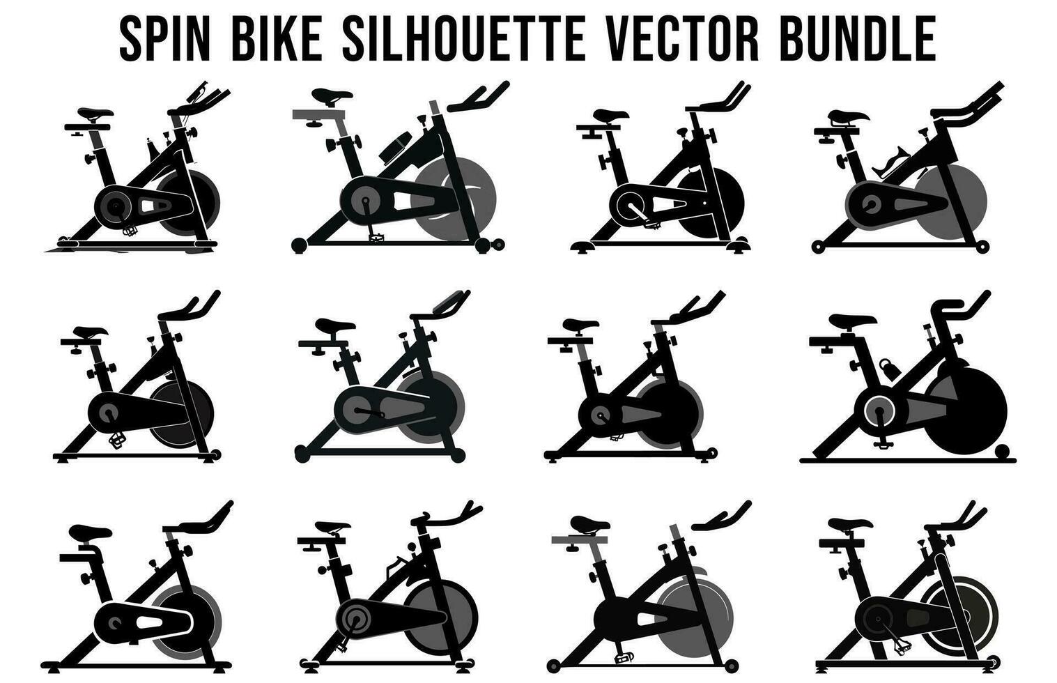 ensemble de tourner bicyclette silhouette vecteur empaqueter, intérieur exercice machine silhouettes
