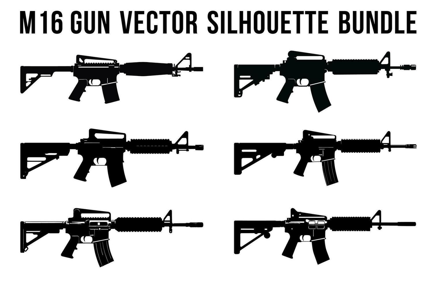 gratuit armes silhouette vecteur empaqueter, collection de divers armes à feu paquet