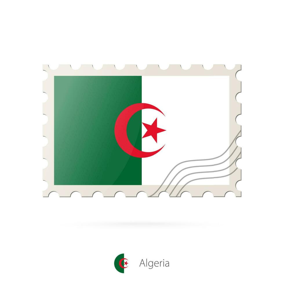 affranchissement timbre avec le image de Algérie drapeau. vecteur