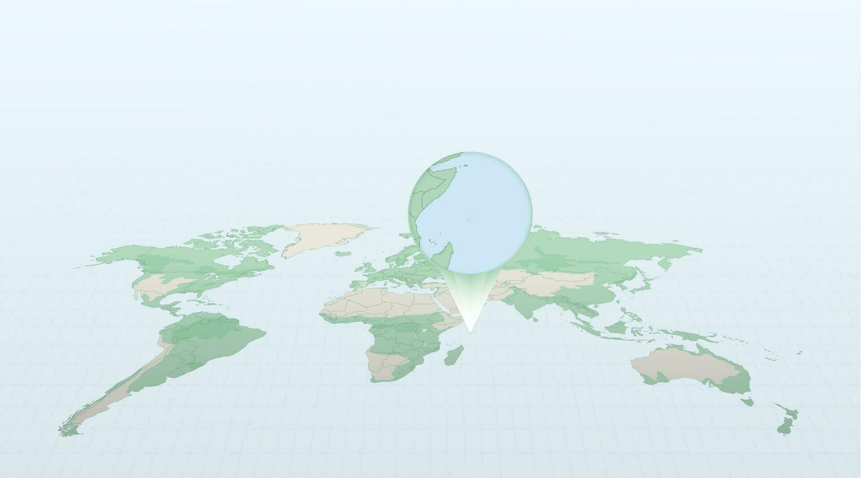 monde carte dans la perspective montrant le emplacement de le pays les Seychelles avec détaillé carte avec drapeau de les Seychelles. vecteur