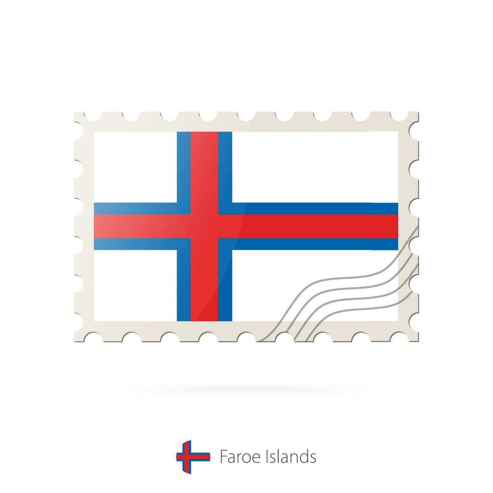 affranchissement timbre avec le image de Féroé îles drapeau. vecteur