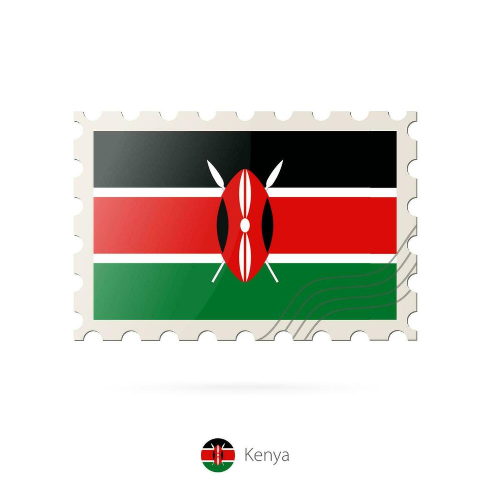 affranchissement timbre avec le image de Kenya drapeau. vecteur
