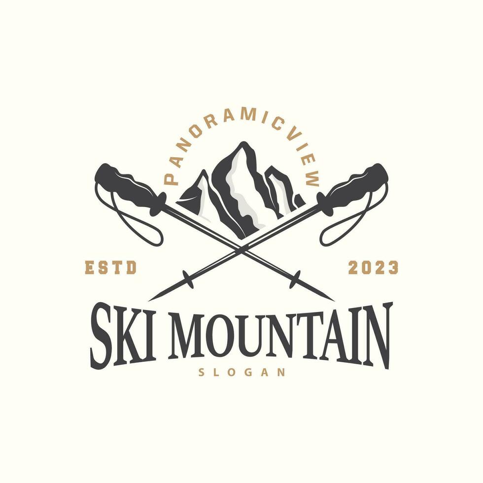 ski sport logo, hiver neige des sports conception rétro ancien vecteur illustration