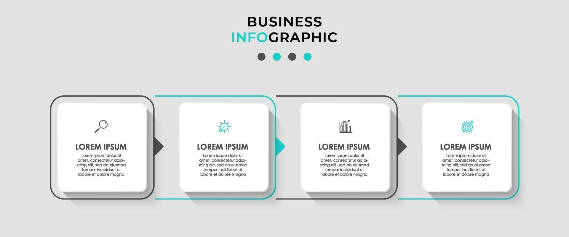 modèle de conception infographique avec icônes et 4 options ou étapes vecteur