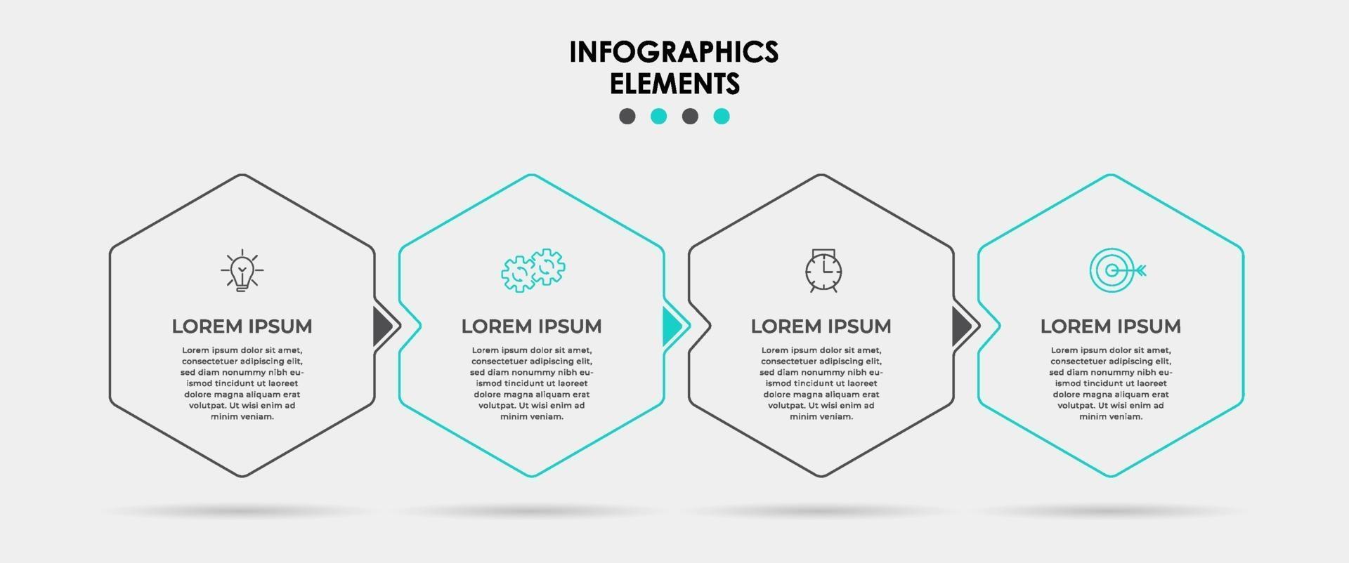 modèle de conception infographique avec icônes et 4 options ou étapes vecteur