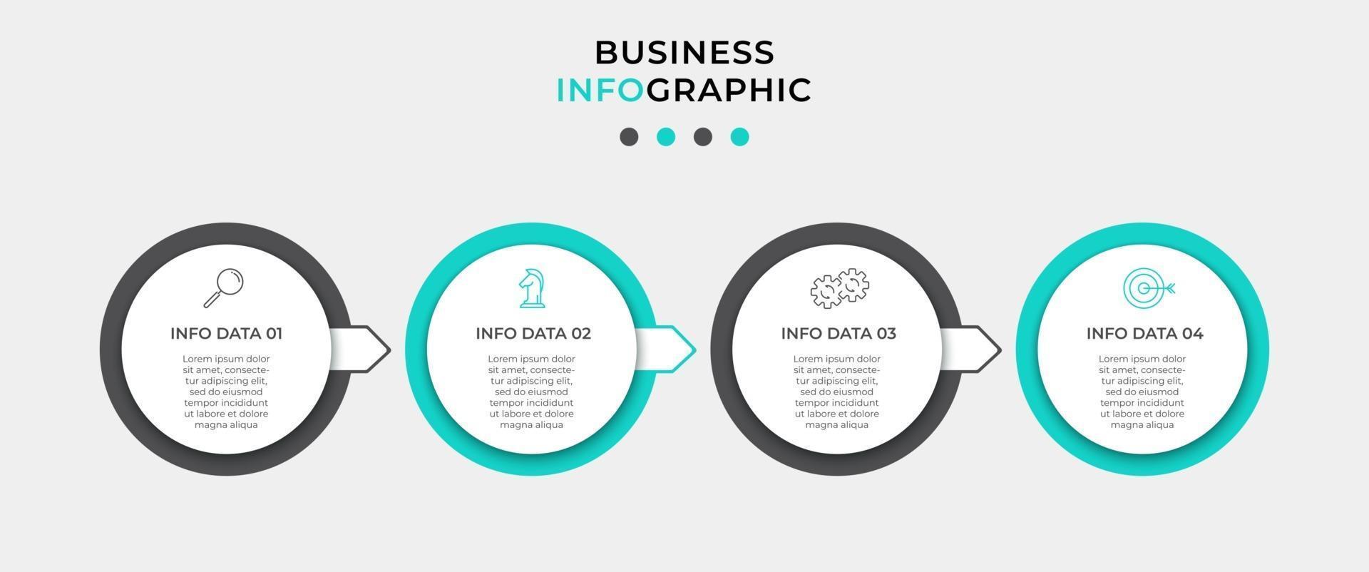 modèle de conception infographique avec icônes et 4 options ou étapes vecteur