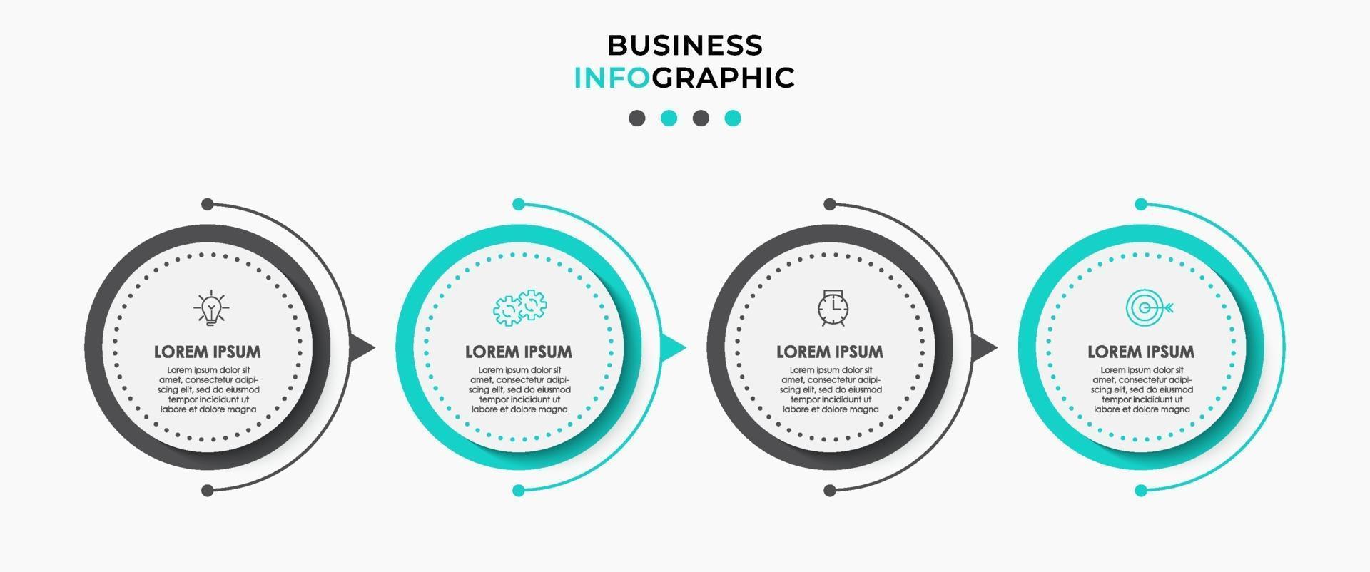 modèle de conception infographique avec icônes et 4 options ou étapes vecteur