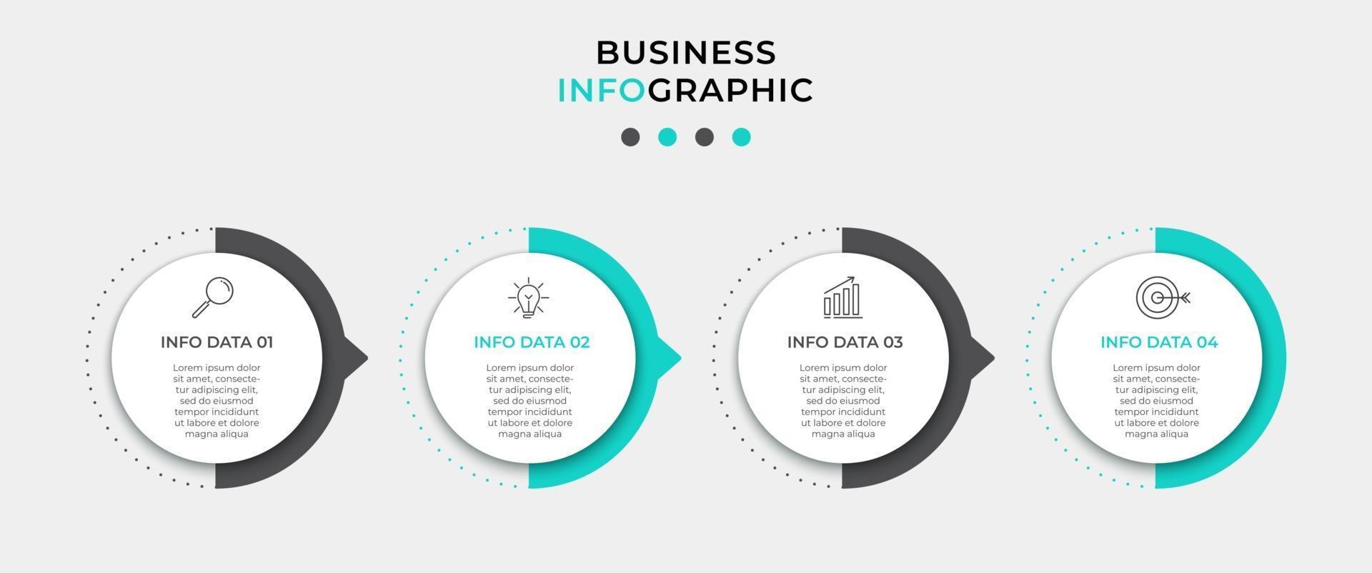 modèle de conception infographique avec icônes et 4 options ou étapes vecteur