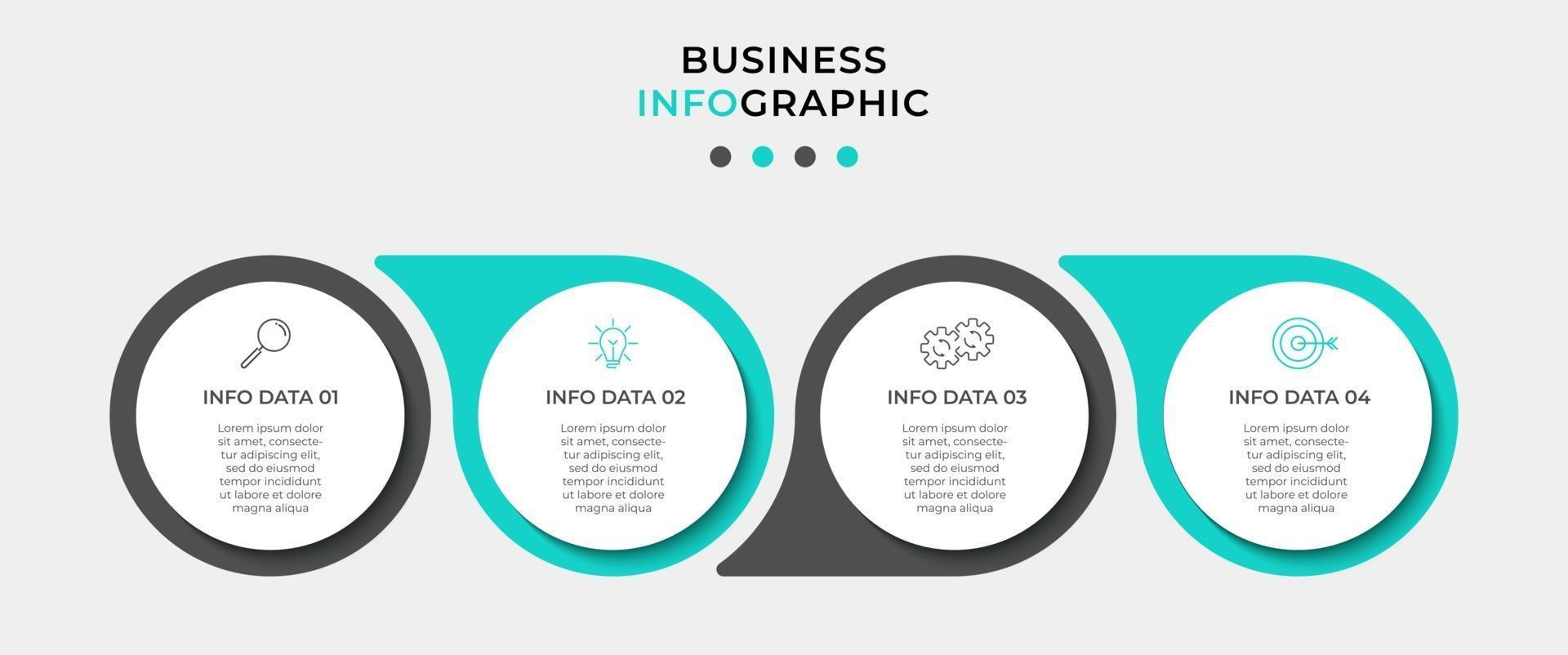 modèle de conception infographique avec icônes et 4 options ou étapes vecteur