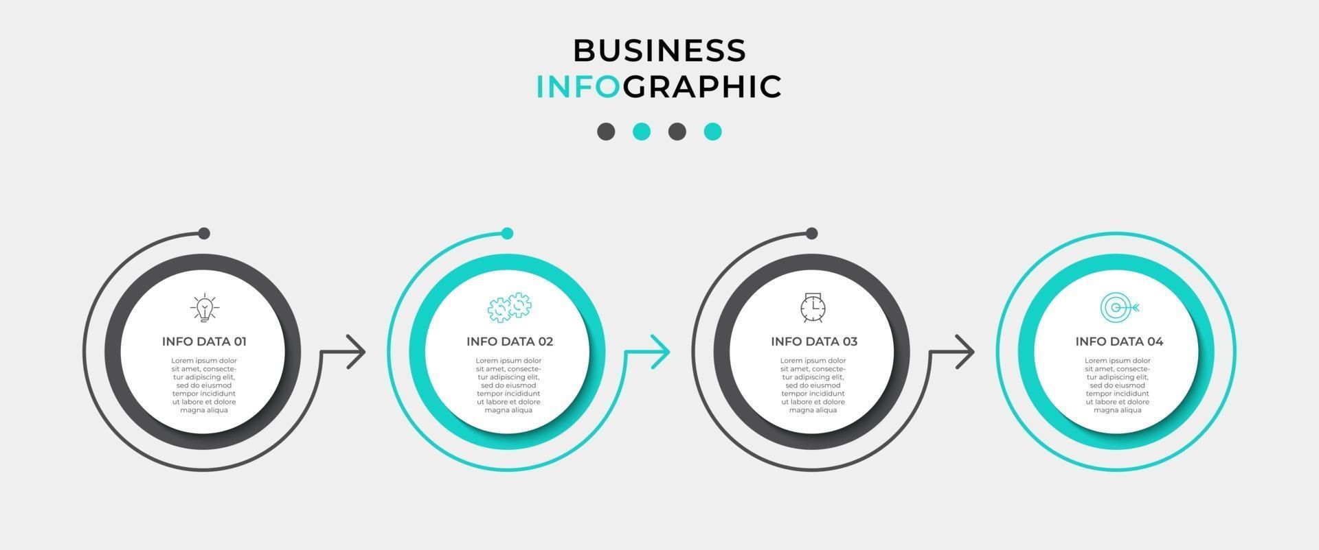 modèle de conception infographique avec icônes et 4 options ou étapes vecteur