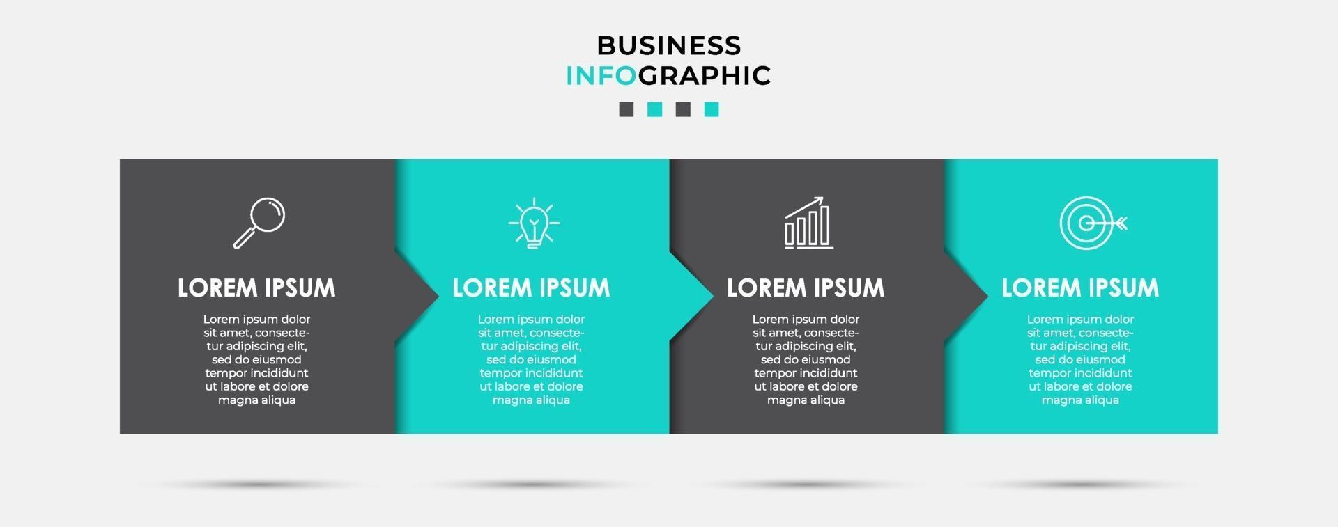 modèle de conception infographique avec icônes et 4 options ou étapes vecteur