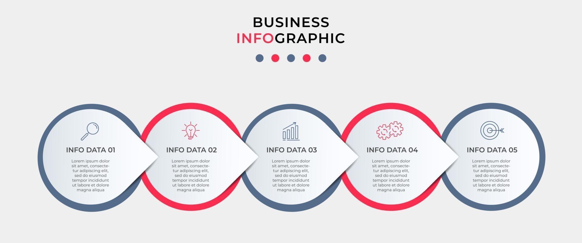 modèle de conception infographique avec des icônes et 5 options ou étapes vecteur