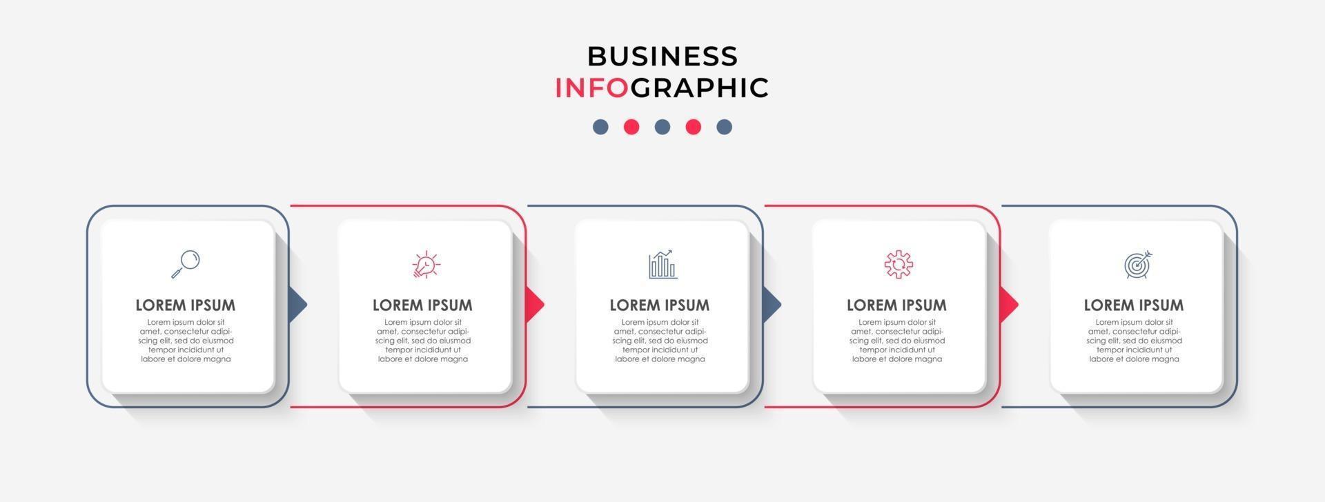 modèle de conception infographique avec des icônes et 5 options ou étapes vecteur