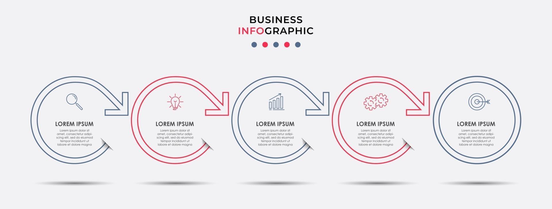 modèle de conception infographique avec des icônes et 5 options ou étapes vecteur