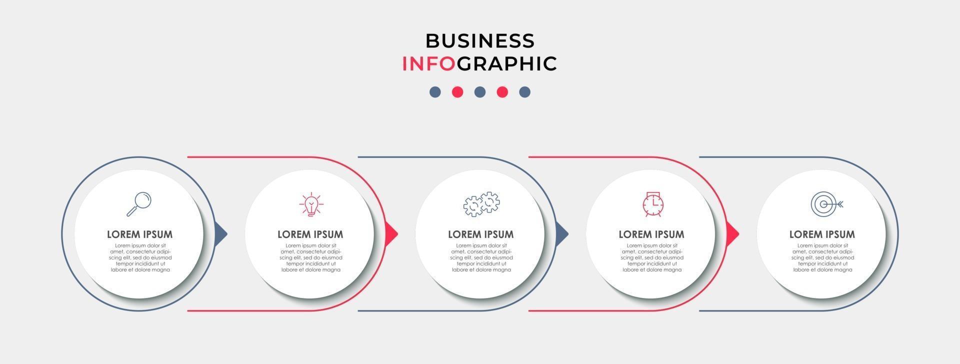 modèle de conception infographique avec des icônes et 5 options ou étapes vecteur