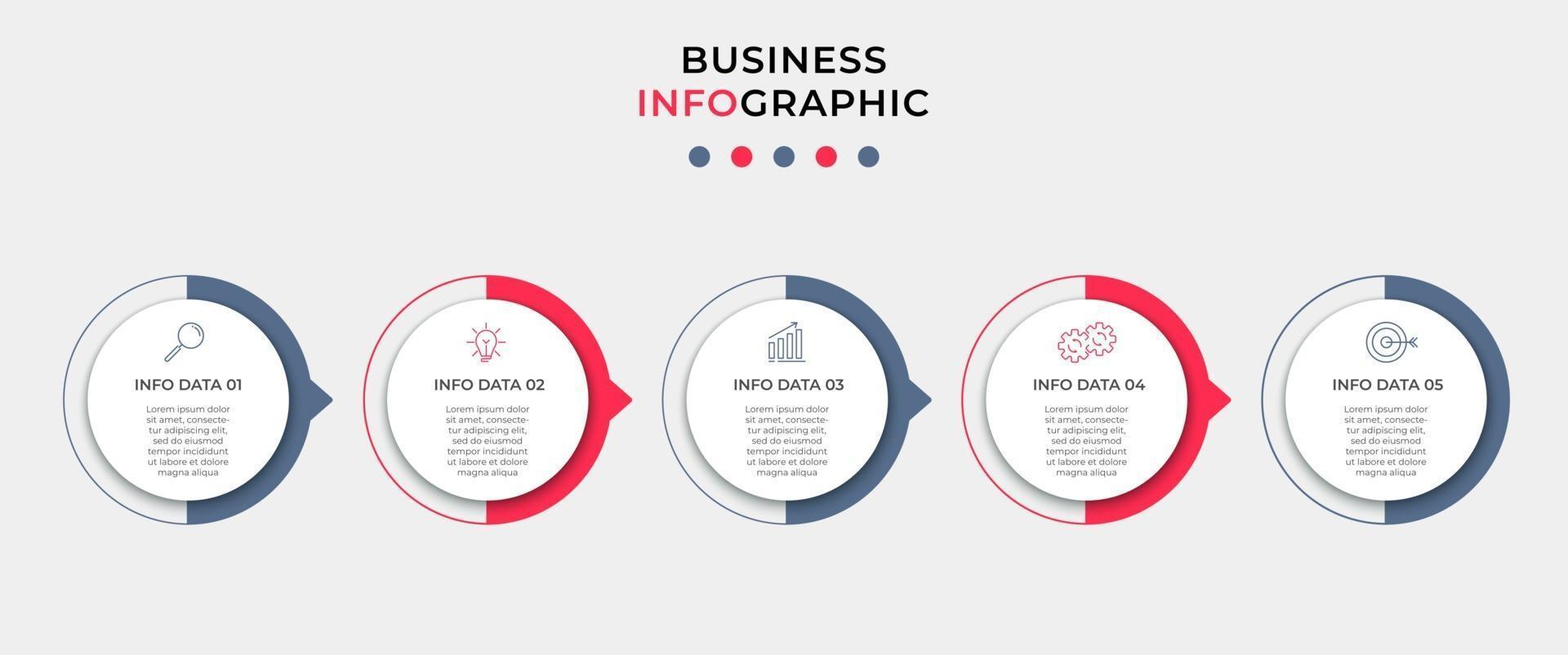 modèle de conception infographique avec des icônes et 5 options ou étapes vecteur