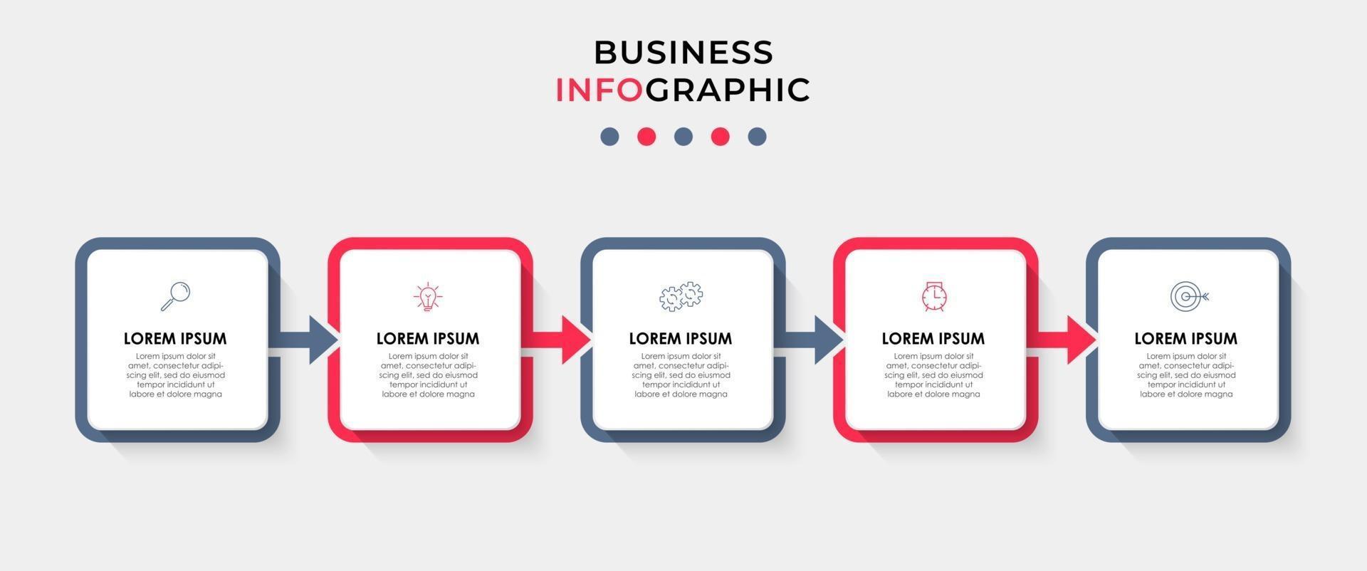 modèle de conception infographique avec des icônes et 5 options ou étapes vecteur