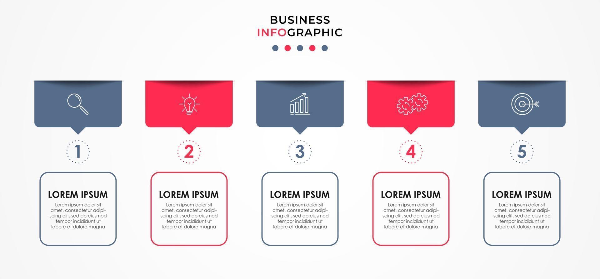 modèle de conception infographique avec des icônes et 5 options ou étapes vecteur