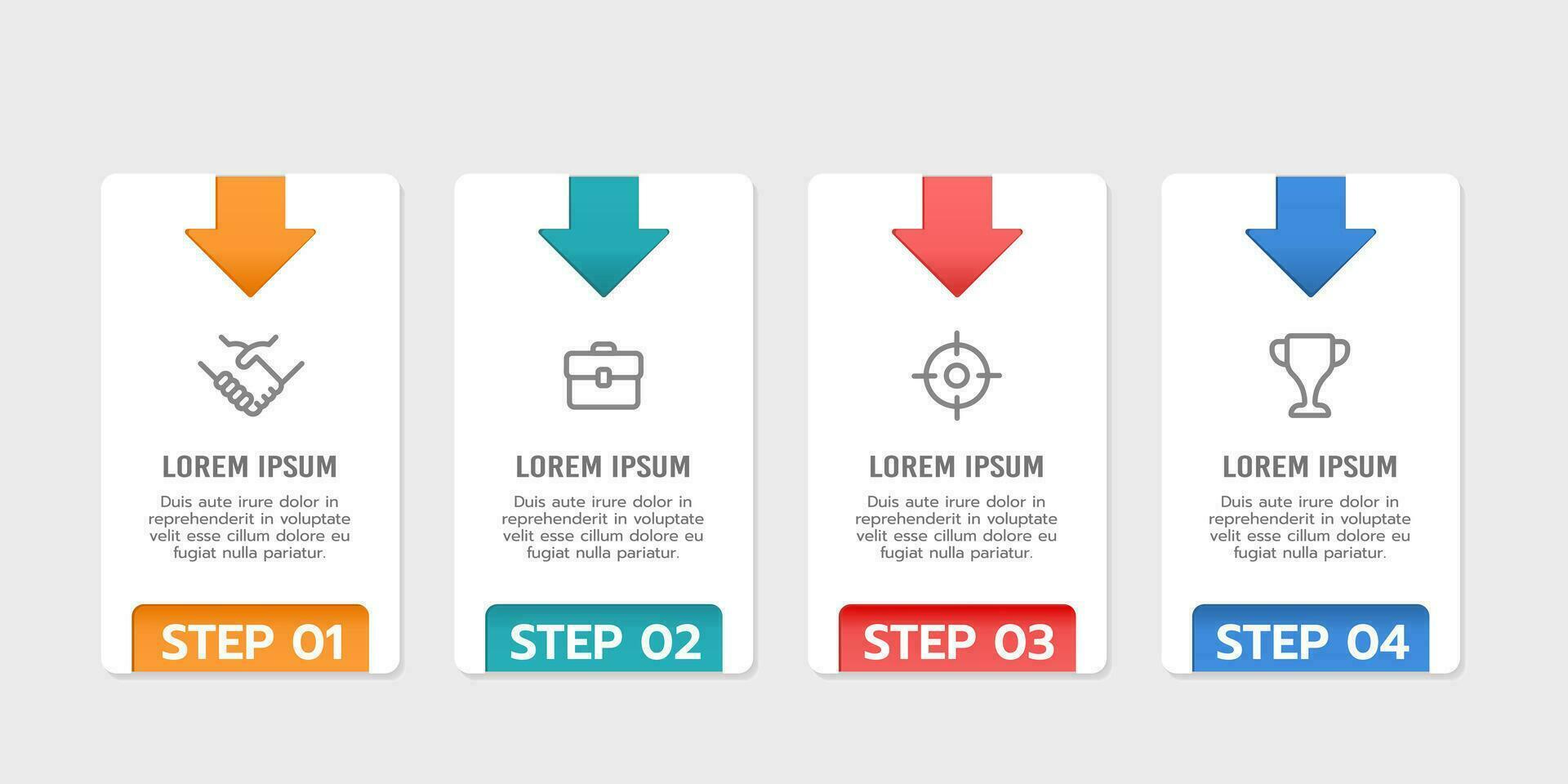 4 étapes ou les options infographie La Flèche conception modèle. vecteur illustration.