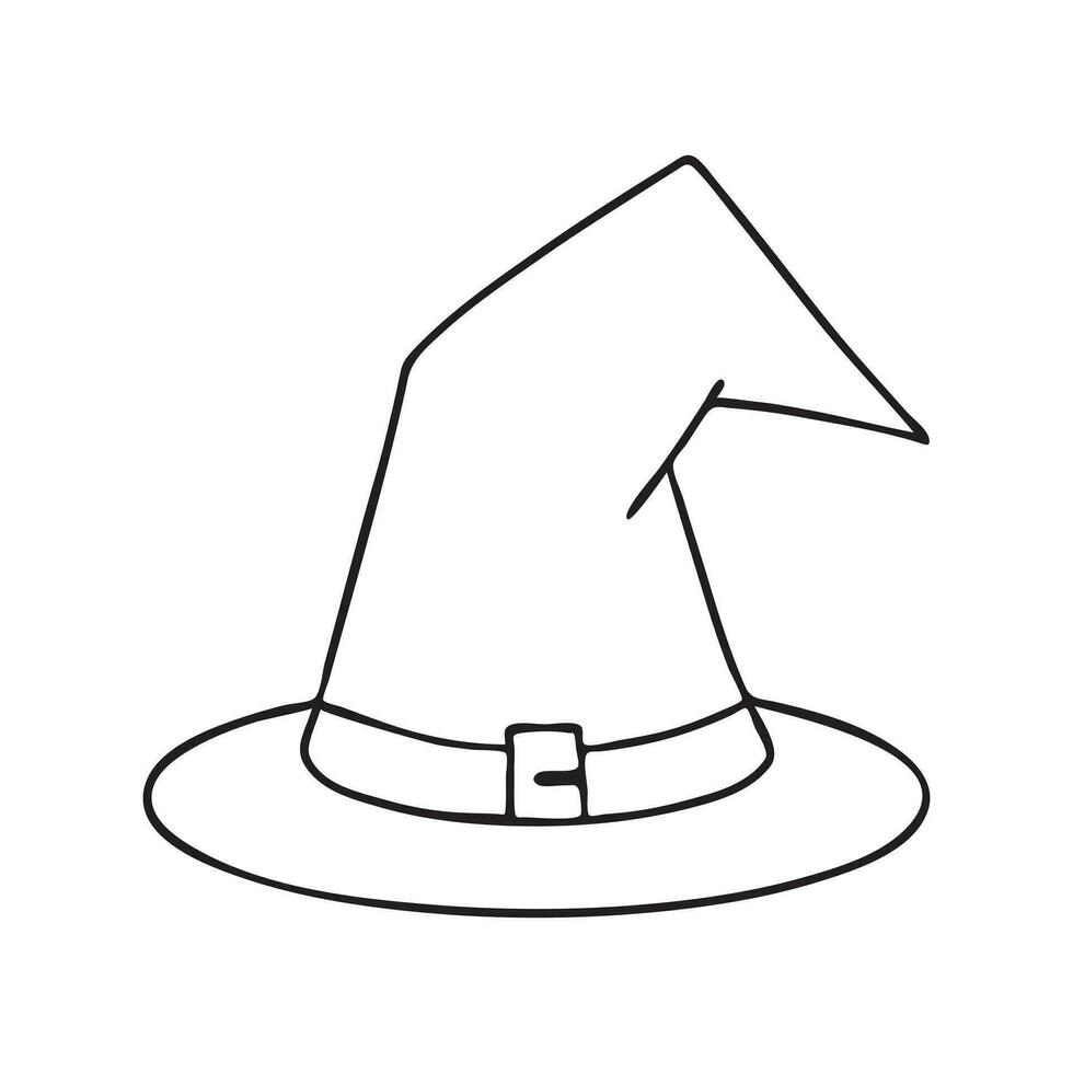 griffonnage sorcière chapeau. vague pointu chapeau. décoratif élément pour Halloween conception. main tiré vecteur illustration