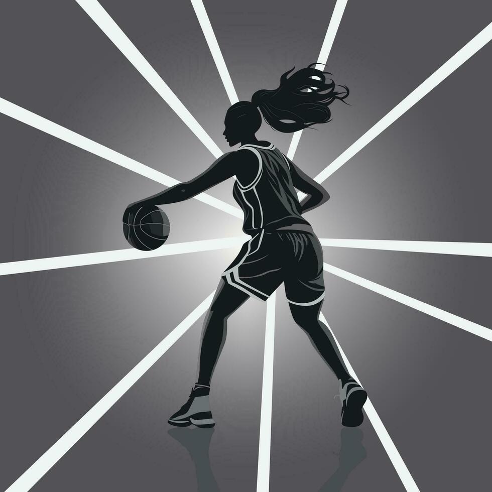 femmes professionnel basketball joueur silhouette vecteur
