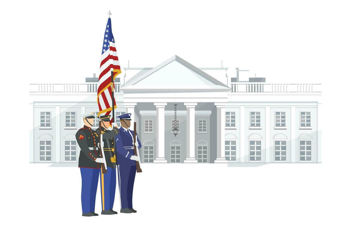 militaire Hommes avec Etats-Unis drapeau vecteur illustration