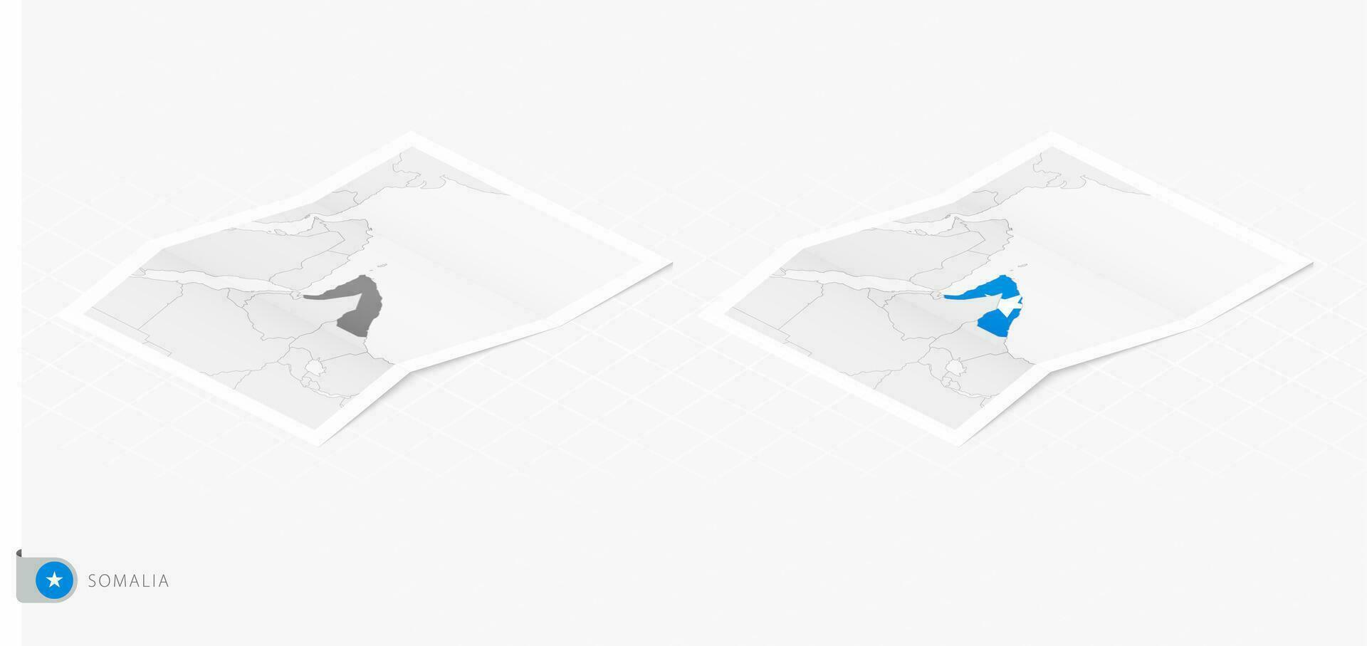 ensemble de deux réaliste carte de Somalie avec ombre. le drapeau et carte de Somalie dans isométrique style. vecteur