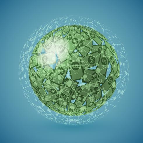 Globe vert en argent, illustration vectorielle vecteur