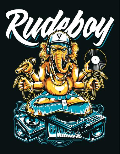 Rude Boy Ganesha Art Vecteur