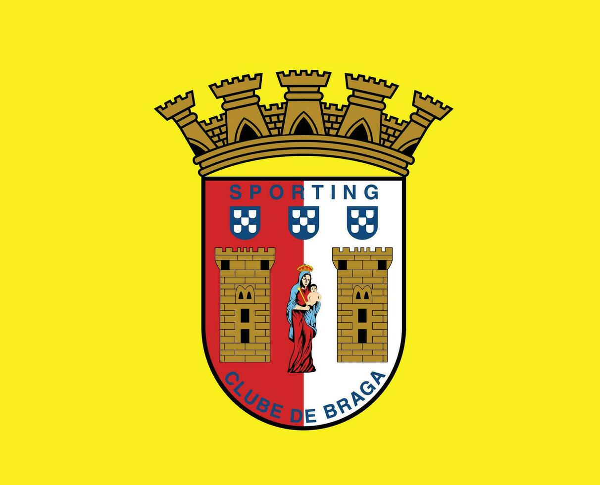 sportif Braga logo club symbole le Portugal ligue Football abstrait conception vecteur illustration avec Jaune Contexte