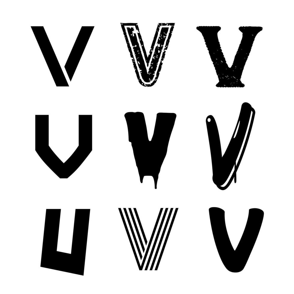 conception de l'alphabet majuscule v vecteur
