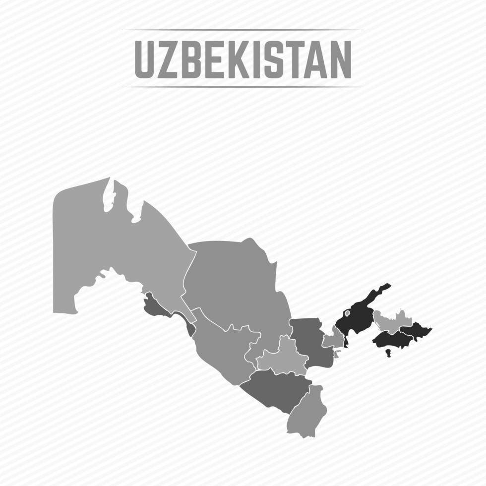 Carte grise divisée de l'Ouzbékistan vecteur