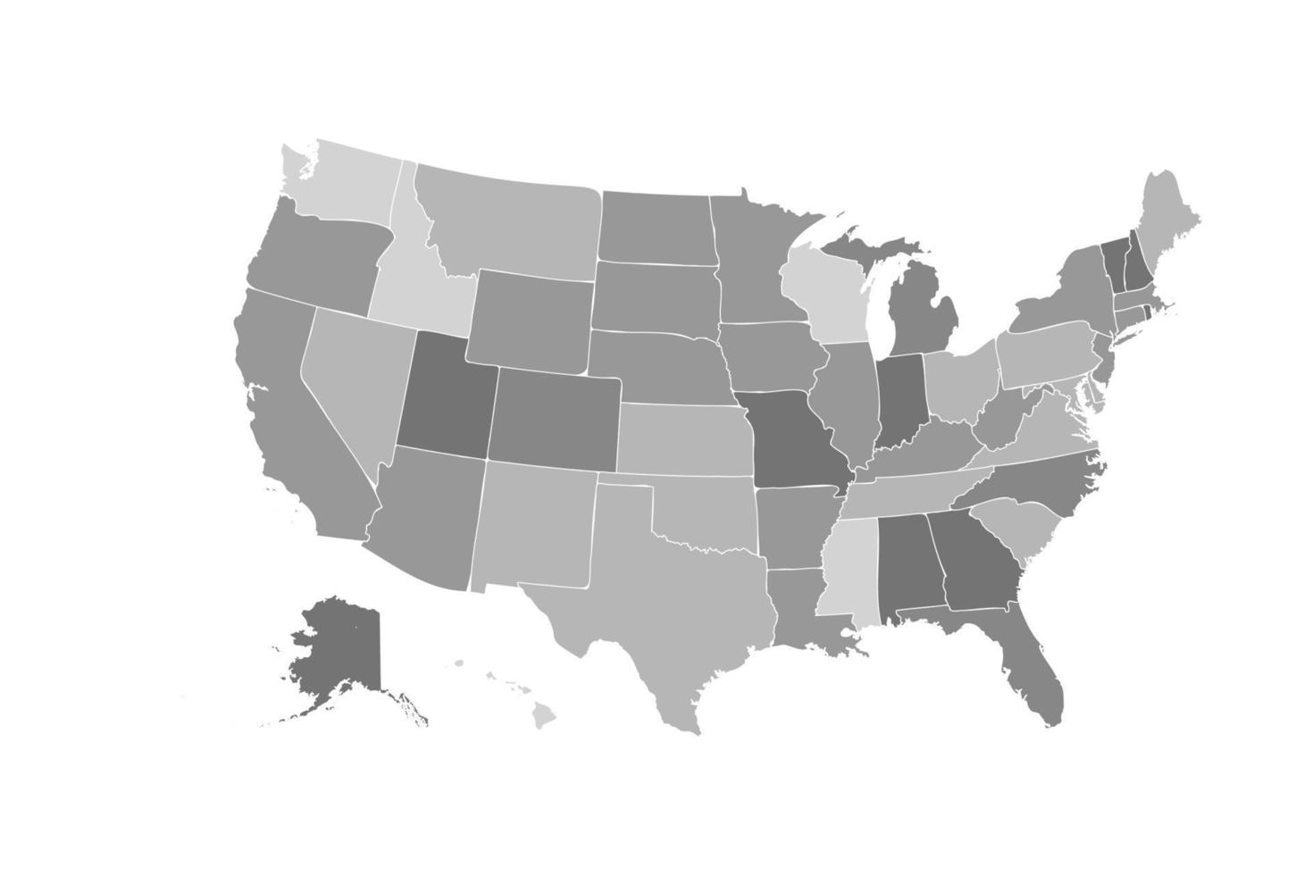 carte grise divisée des états-unis vecteur